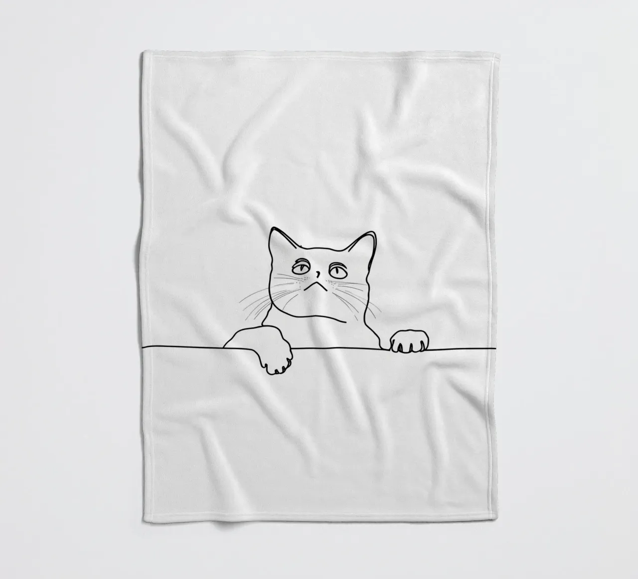 Minimalist Line Drawing of a Cat Looking at the Wall fleece blanket by Viv Line Art
