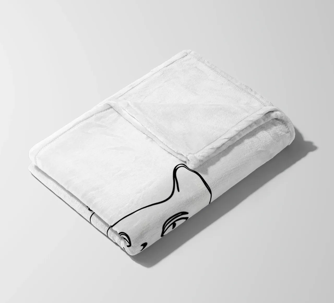 Minimalist Line Drawing of a Cat Looking at the Wall fleece blanket by Viv Line Art
