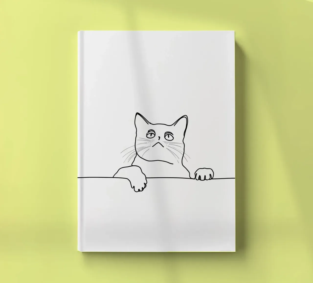 Minimalist Line Drawing of a Cat Looking at the Wall notebook by Viv Line Art