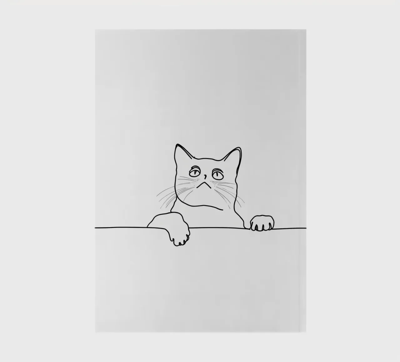 Minimalist Line Drawing of a Cat Looking at the Wall notebook by Viv Line Art