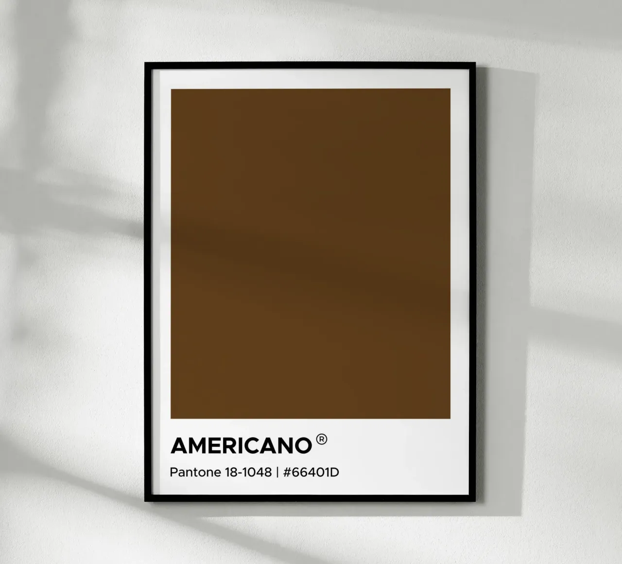 Caffè Americano Pantone poster con telaio in legno da Paigaam Studio