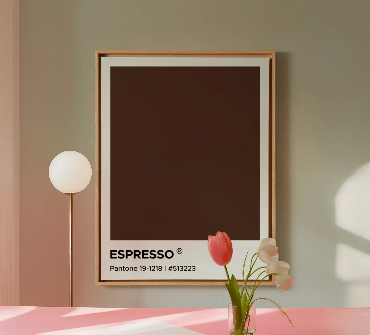 Espresso koffie Pantone canvas met Baklijst van Paigaam Studio
