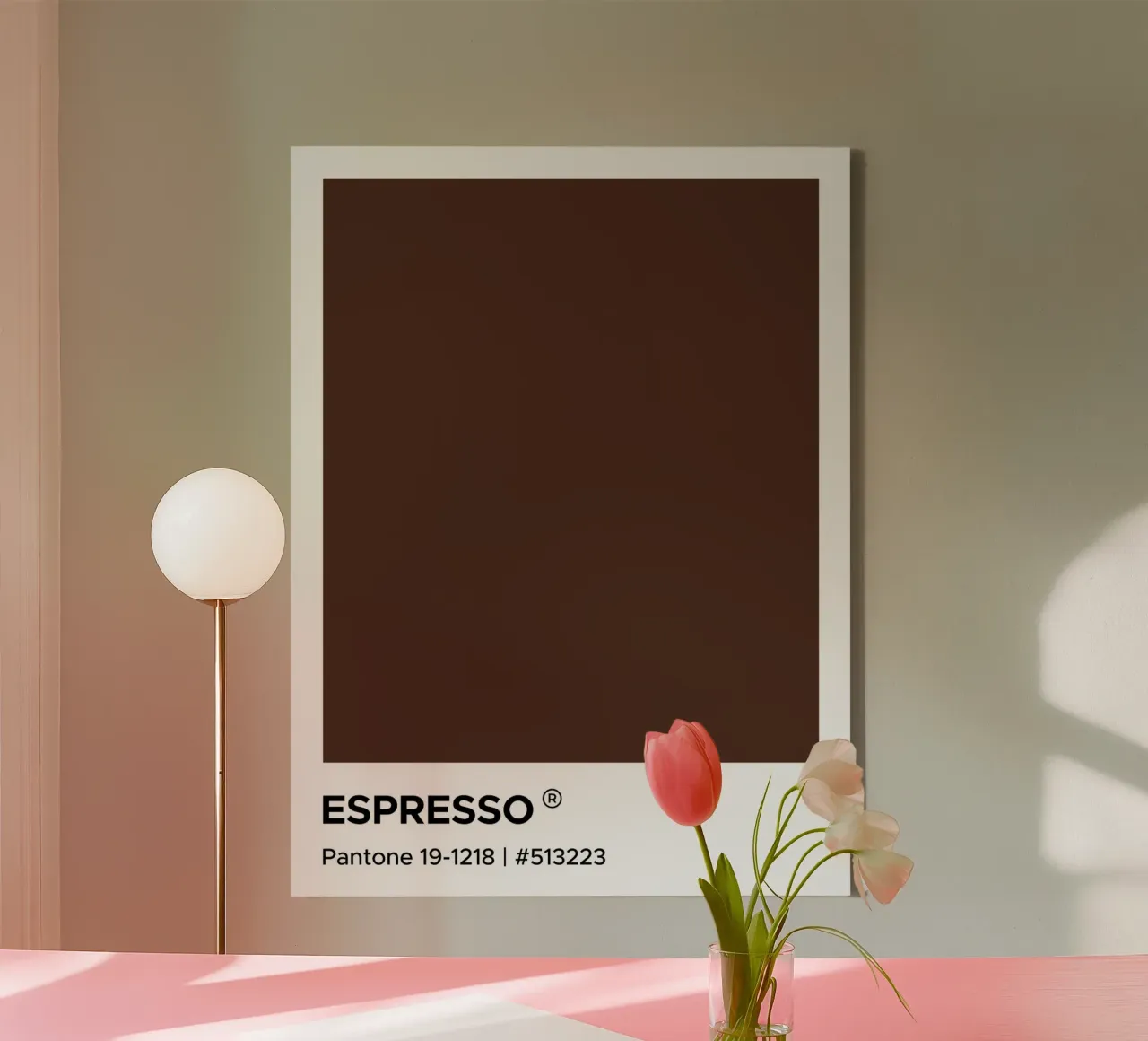 Espresso koffie Pantone canvas met Baklijst van Paigaam Studio