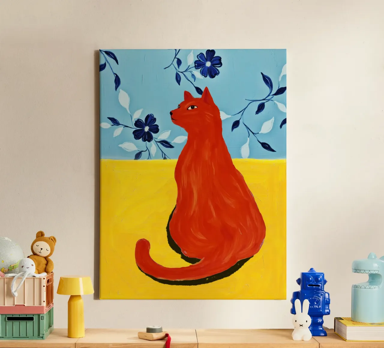 Red Cat tela con Cornice a cassetta da Indigo Rain