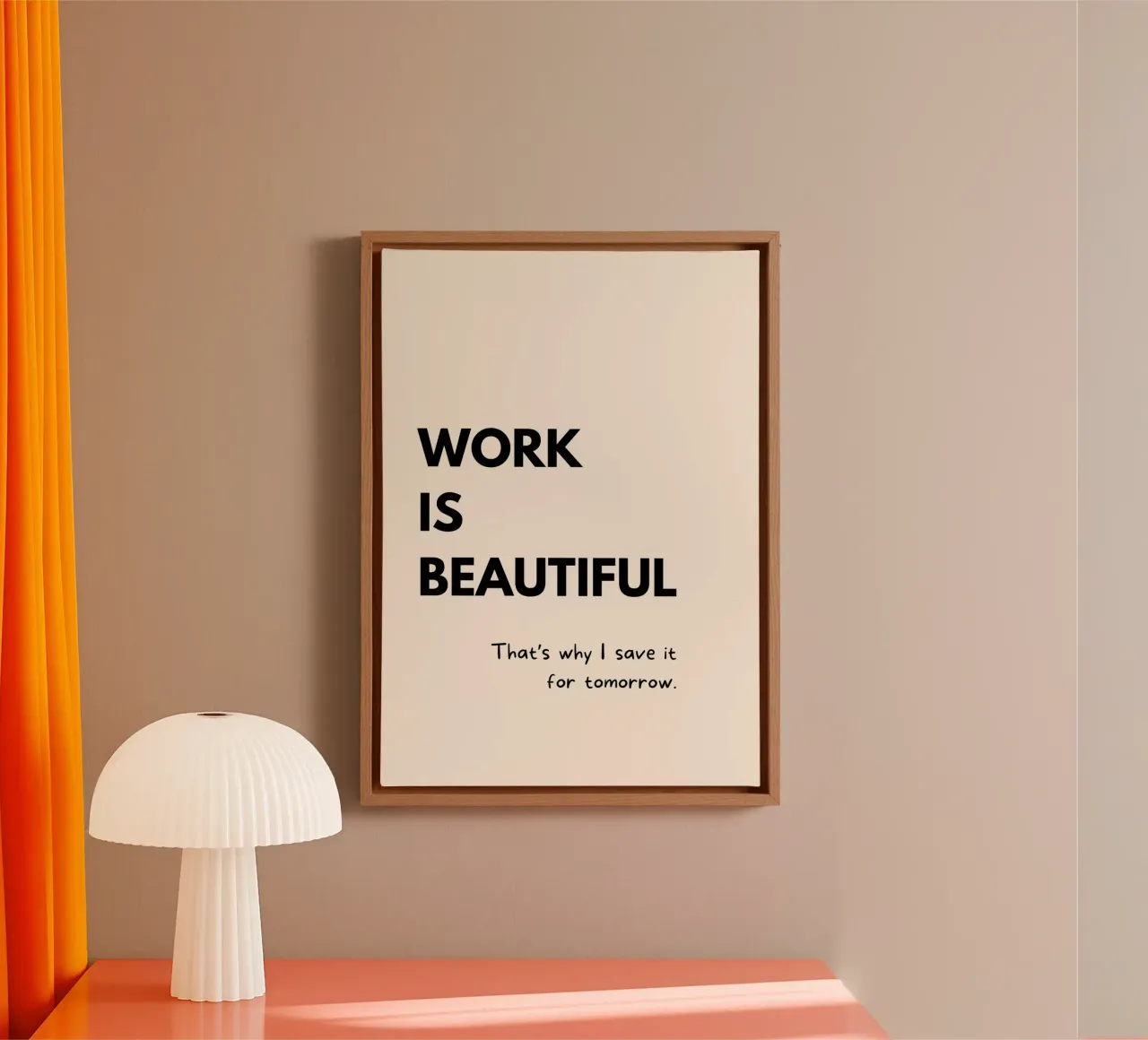 Work Is Beautiful | Funny Typography Print tela da PrintCessStudio