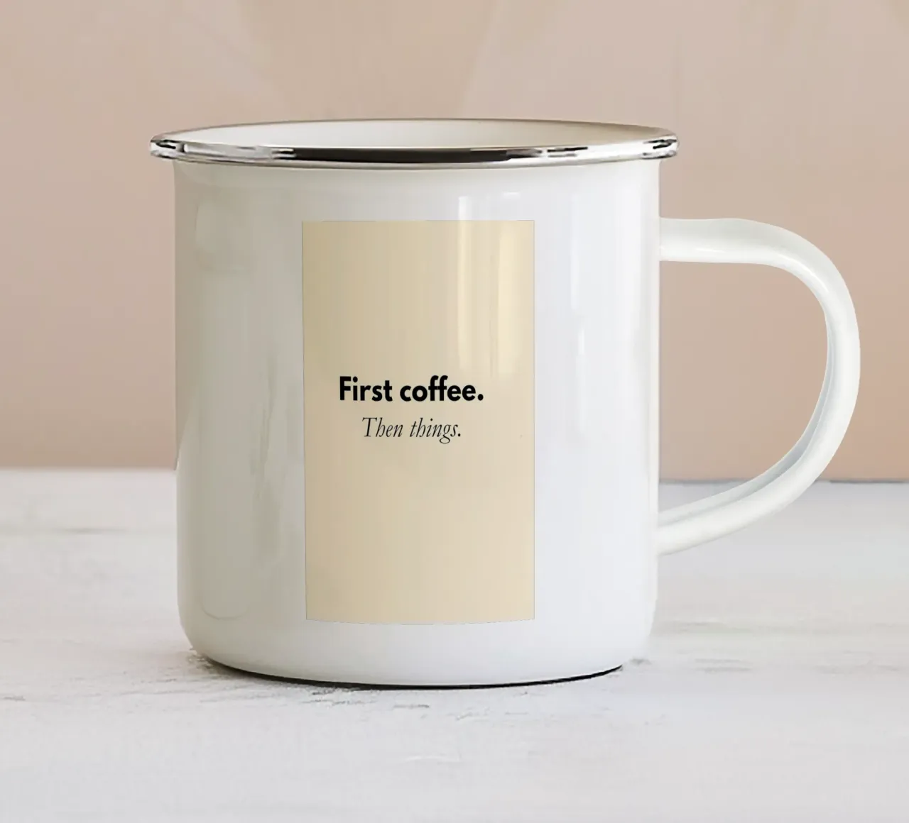 First Coffee, Then Things | Minimalist Coffee Quote Print tazza in smalto da PrintCessStudio