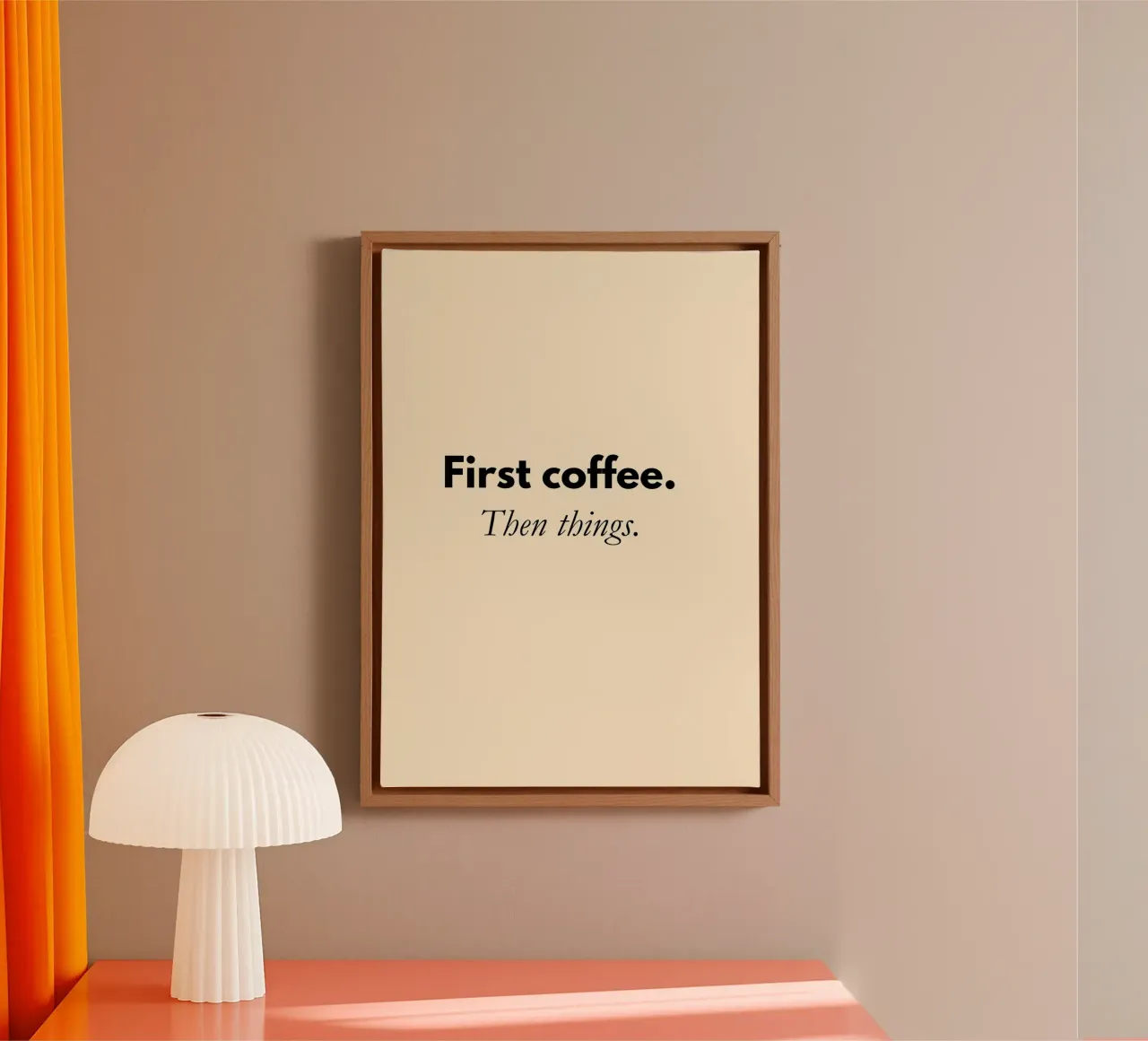 First Coffee, Then Things | Minimalist Coffee Quote Print Leinwand von PrintCessStudio