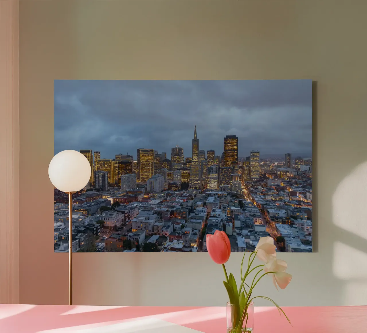 Downtown San Francisco Skyline tela con Cornice a cassetta da Reisefotografie - Bilder aus aller Welt