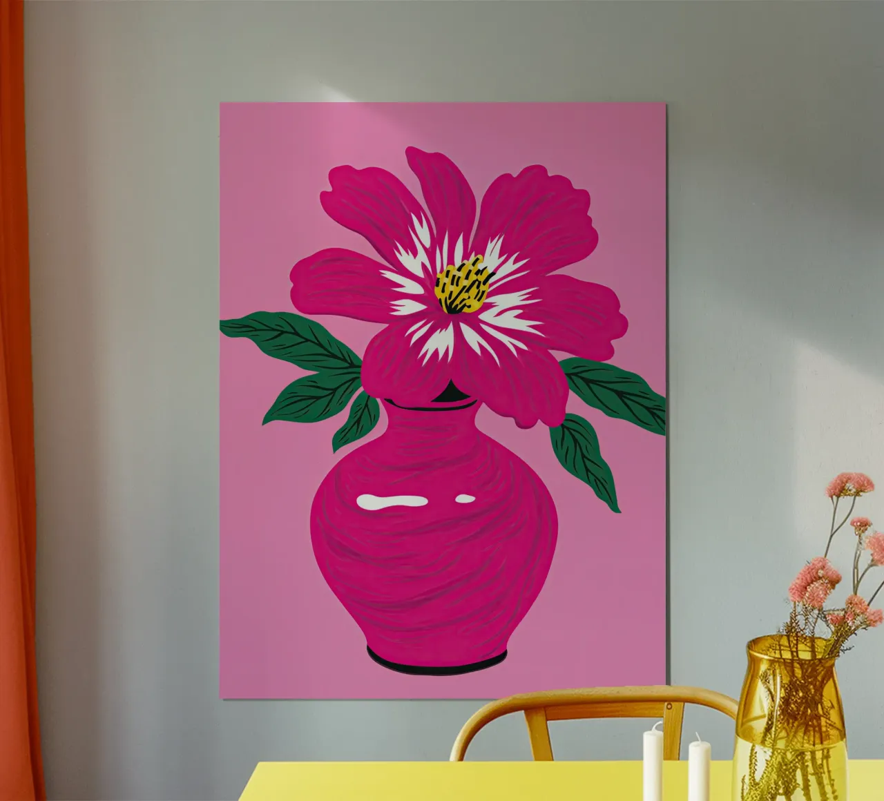 Natura morta di ibisco rosa poster con telaio in plastica da Autofocus