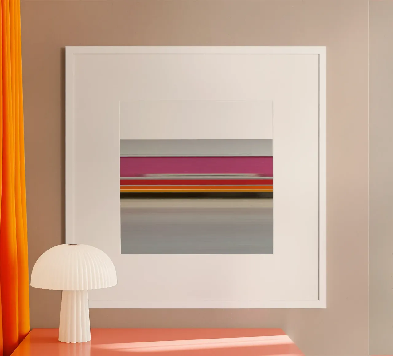 the stripes of the day · pink morning poster con telaio in legno da Marko Köppe
