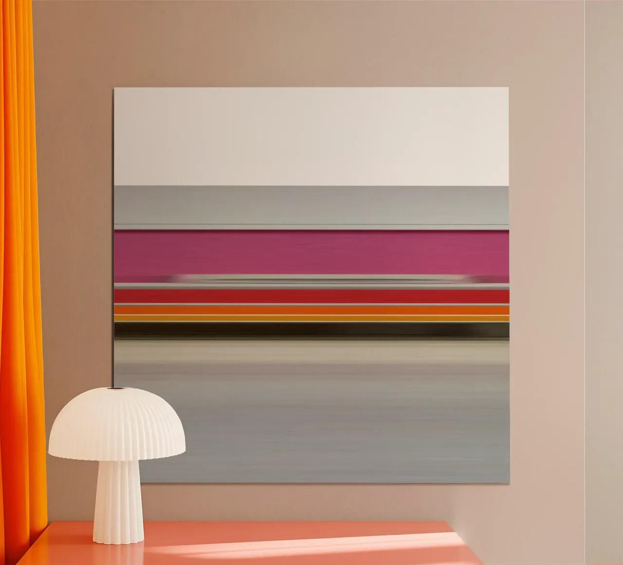 the stripes of the day · pink morning poster con telaio in legno da Marko Köppe