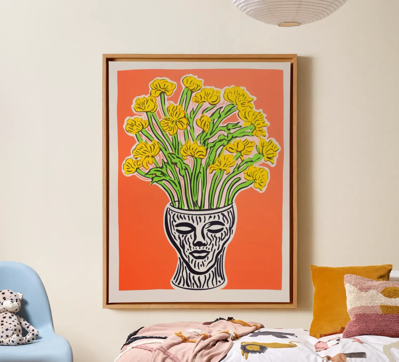 Lente in het hoofd | Bloemstilleven canvas met Baklijst van Autofocus