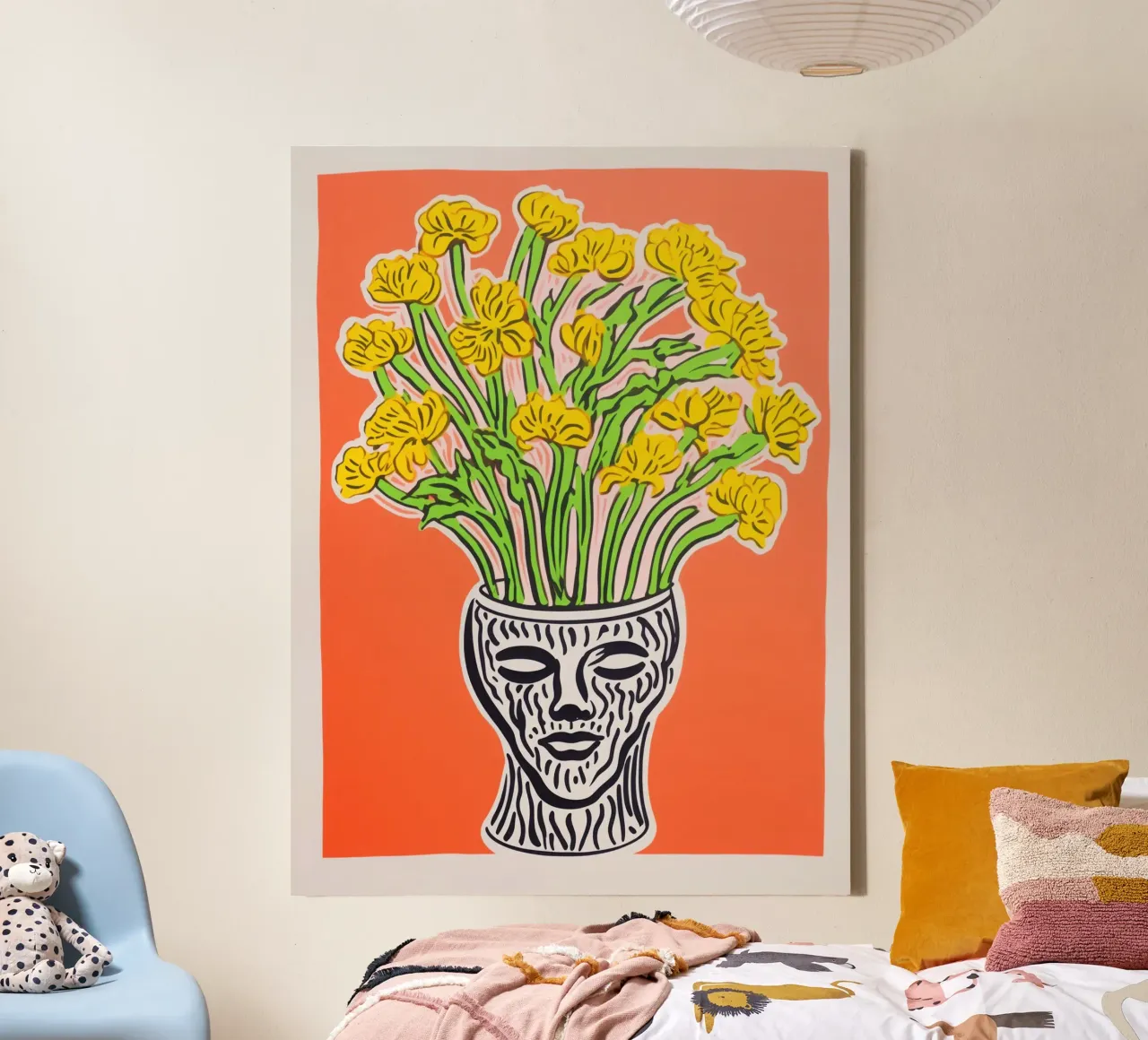 Lente in het hoofd | Bloemstilleven canvas met Baklijst van Autofocus