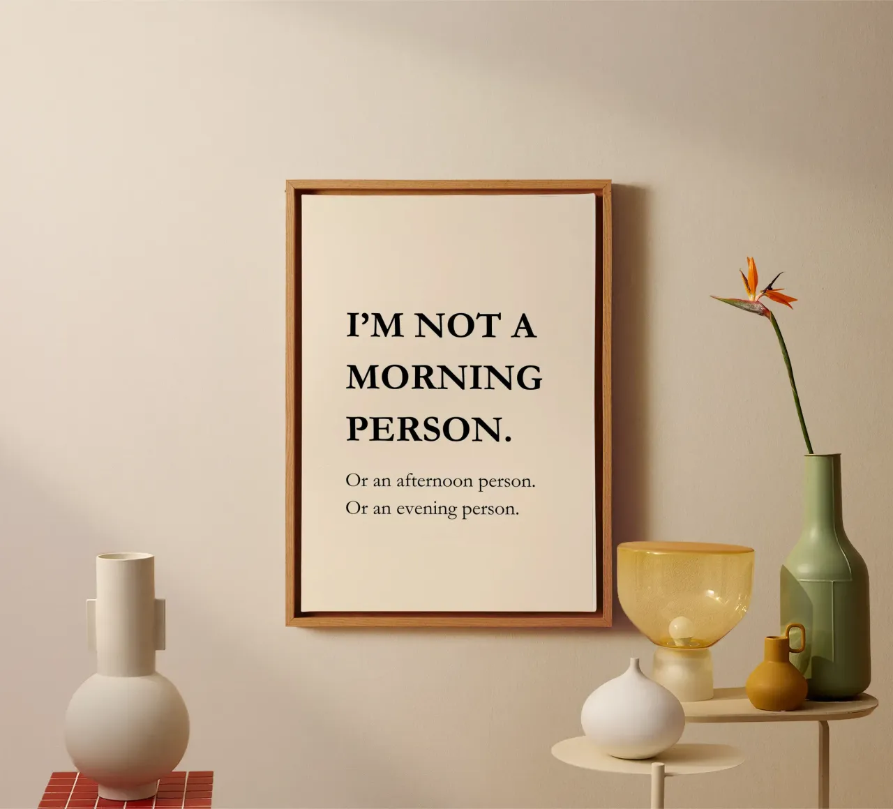 I'm not a morning person | Funny Quote Typography Print tela con Cornice a cassetta da PrintCessStudio