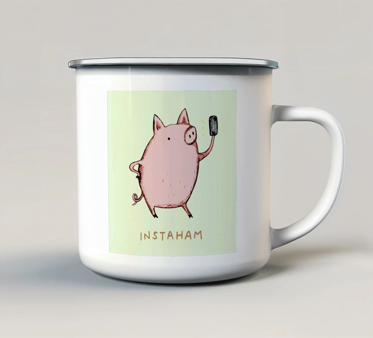 Instaham tazza in smalto da Sophie Corrigan