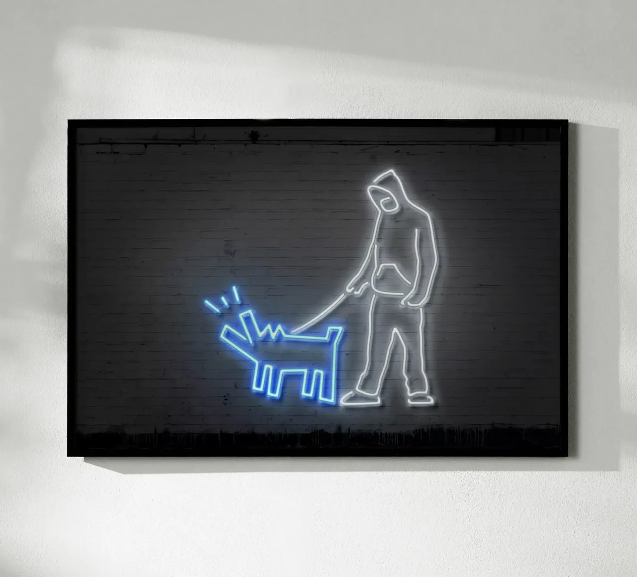 Haring Dog poster con telaio in legno da Octavian