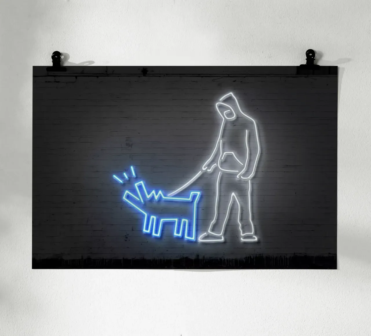 Haring Dog poster con telaio in legno da Octavian