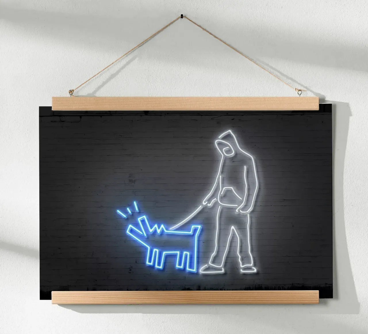 Haring Dog poster con telaio in legno da Octavian