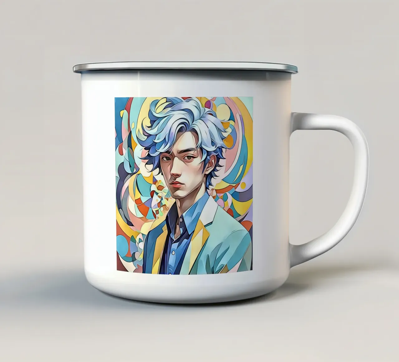 Ritratto in pastello #1 tazza in smalto da ZAMART - PopArt