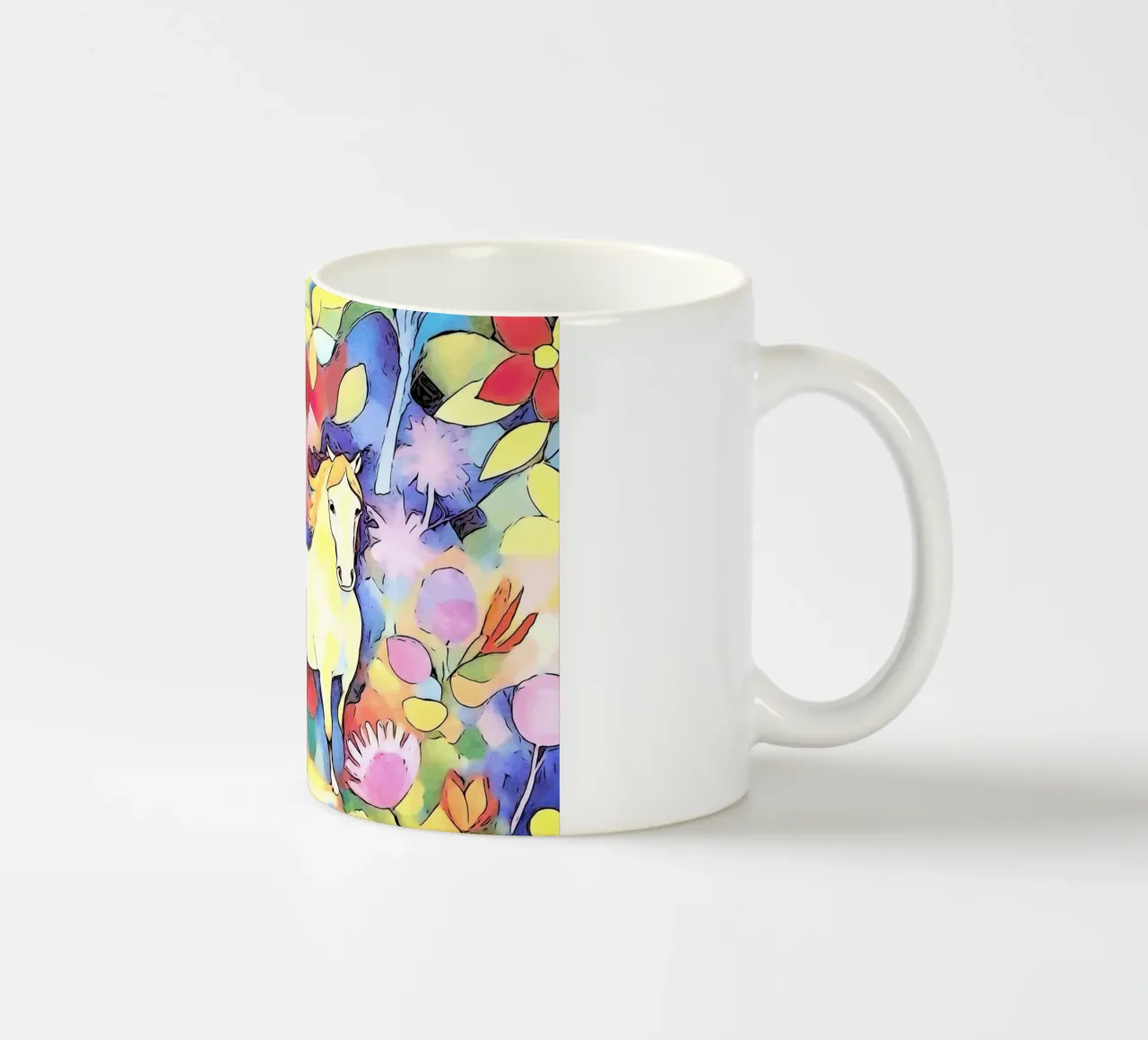 Chevaux dans un champ de fleurs mug en céramique de ZAMART