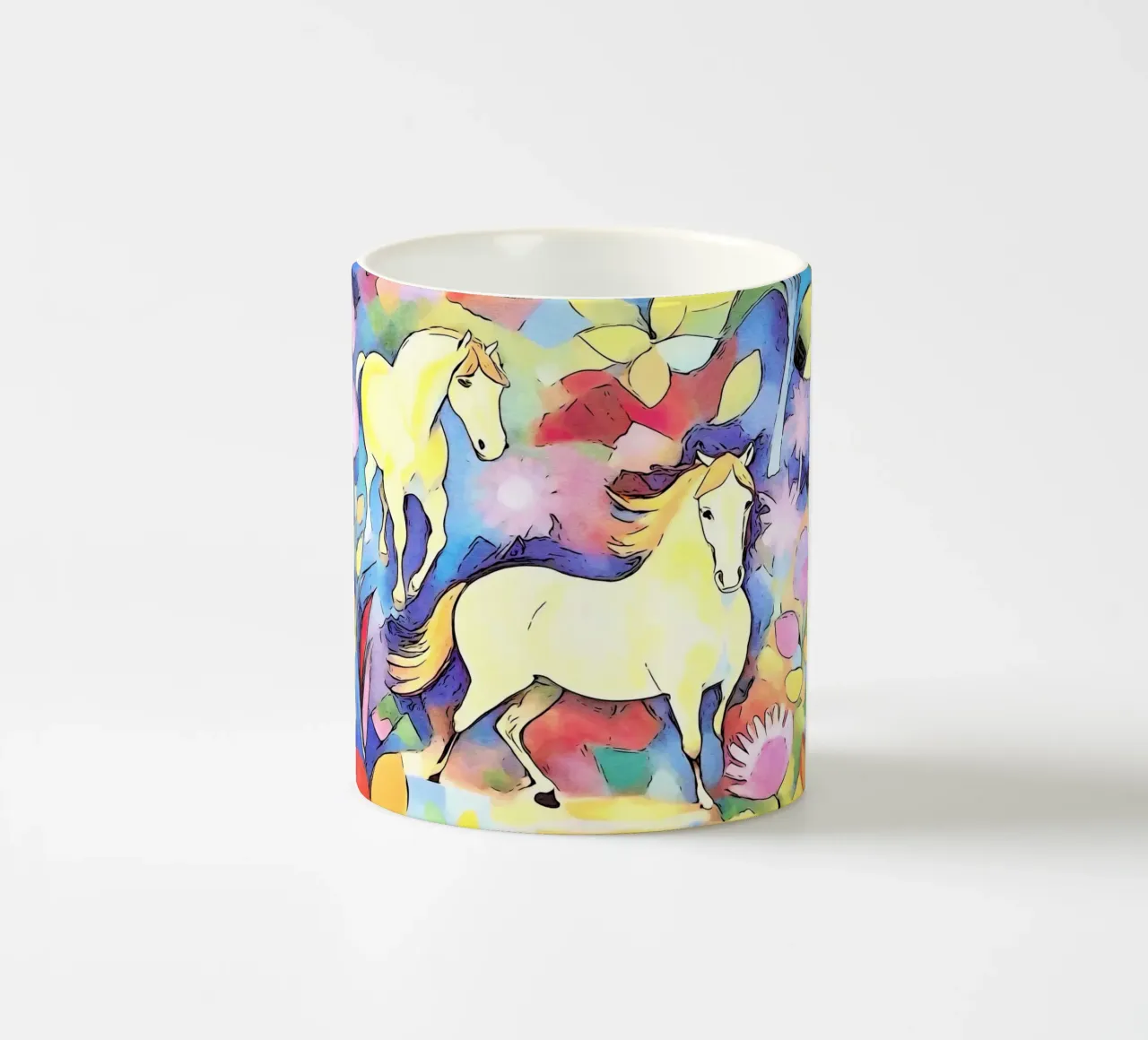 Chevaux dans un champ de fleurs mug en céramique de ZAMART