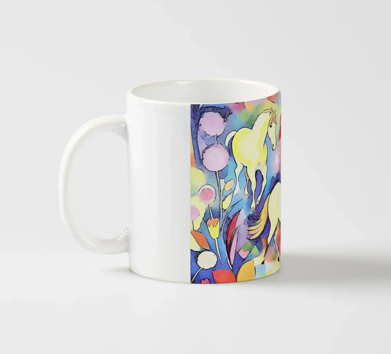 Chevaux dans un champ de fleurs mug en céramique de ZAMART