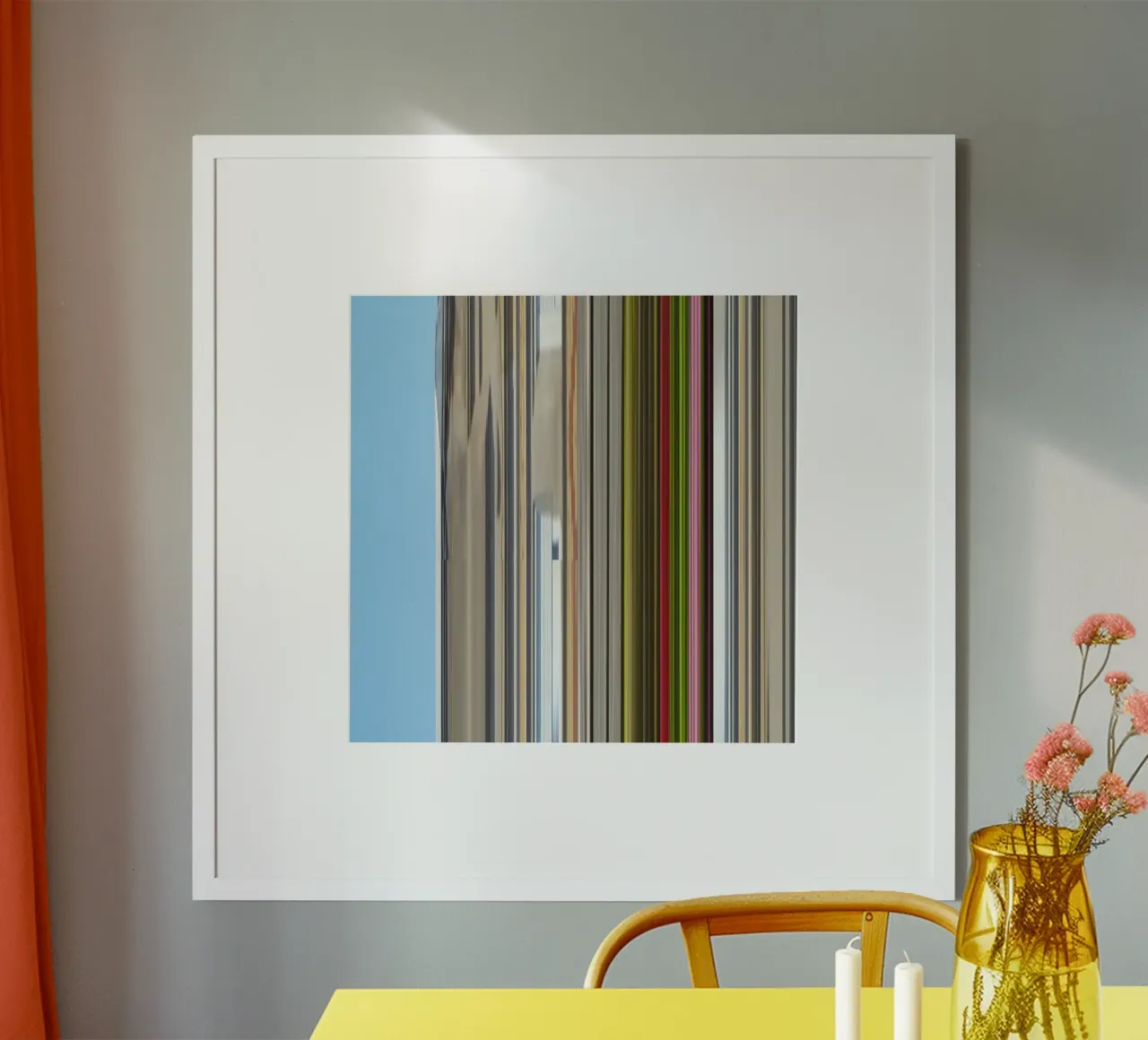 the stripes of the day · blue+ poster con telaio in legno da Marko Köppe