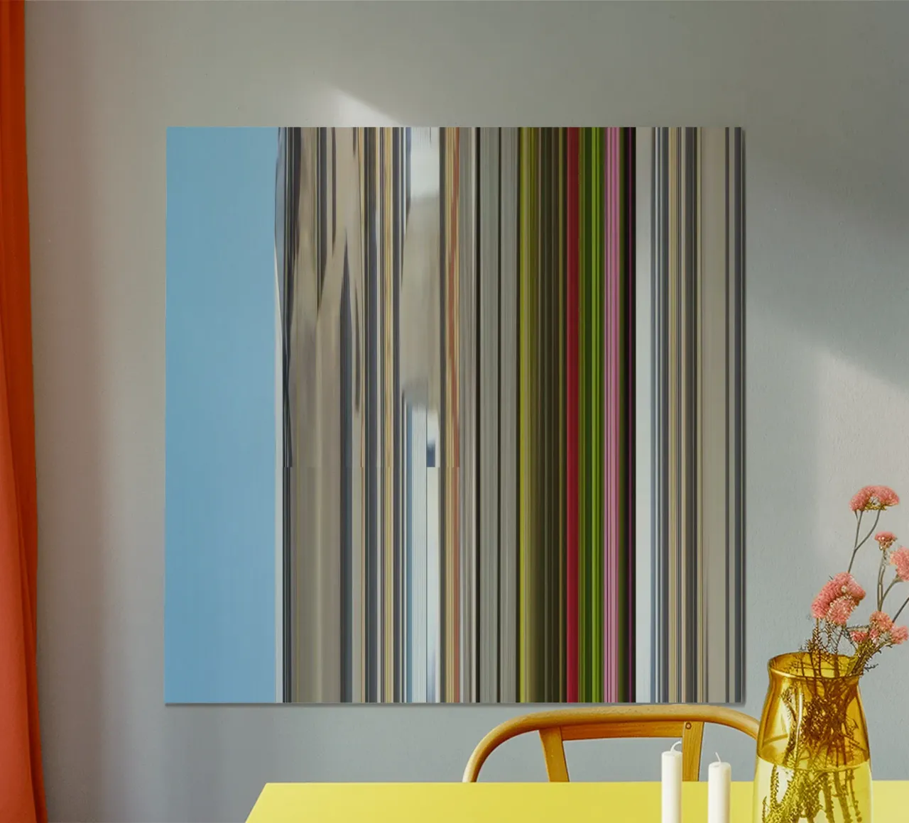 the stripes of the day · blue+ poster con telaio in legno da Marko Köppe