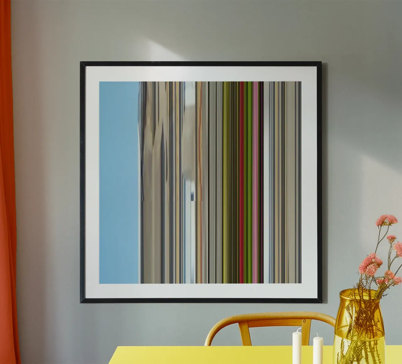 the stripes of the day · blue+ poster con telaio in legno da Marko Köppe