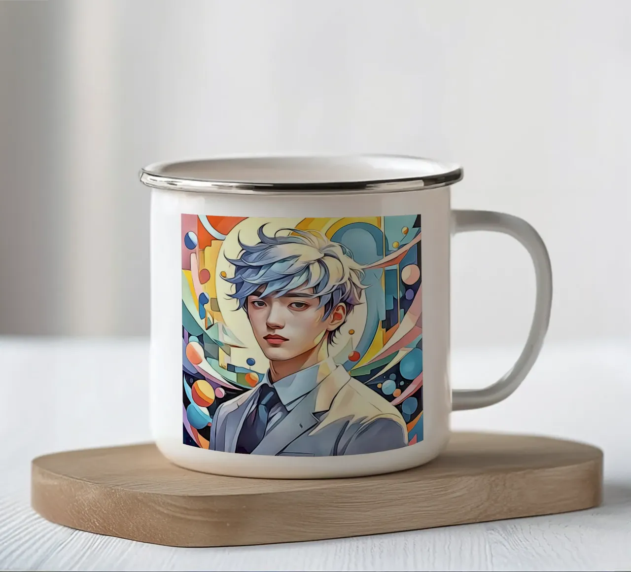 Ritratto in pastello #2 tazza in smalto da ZAMART - PopArt