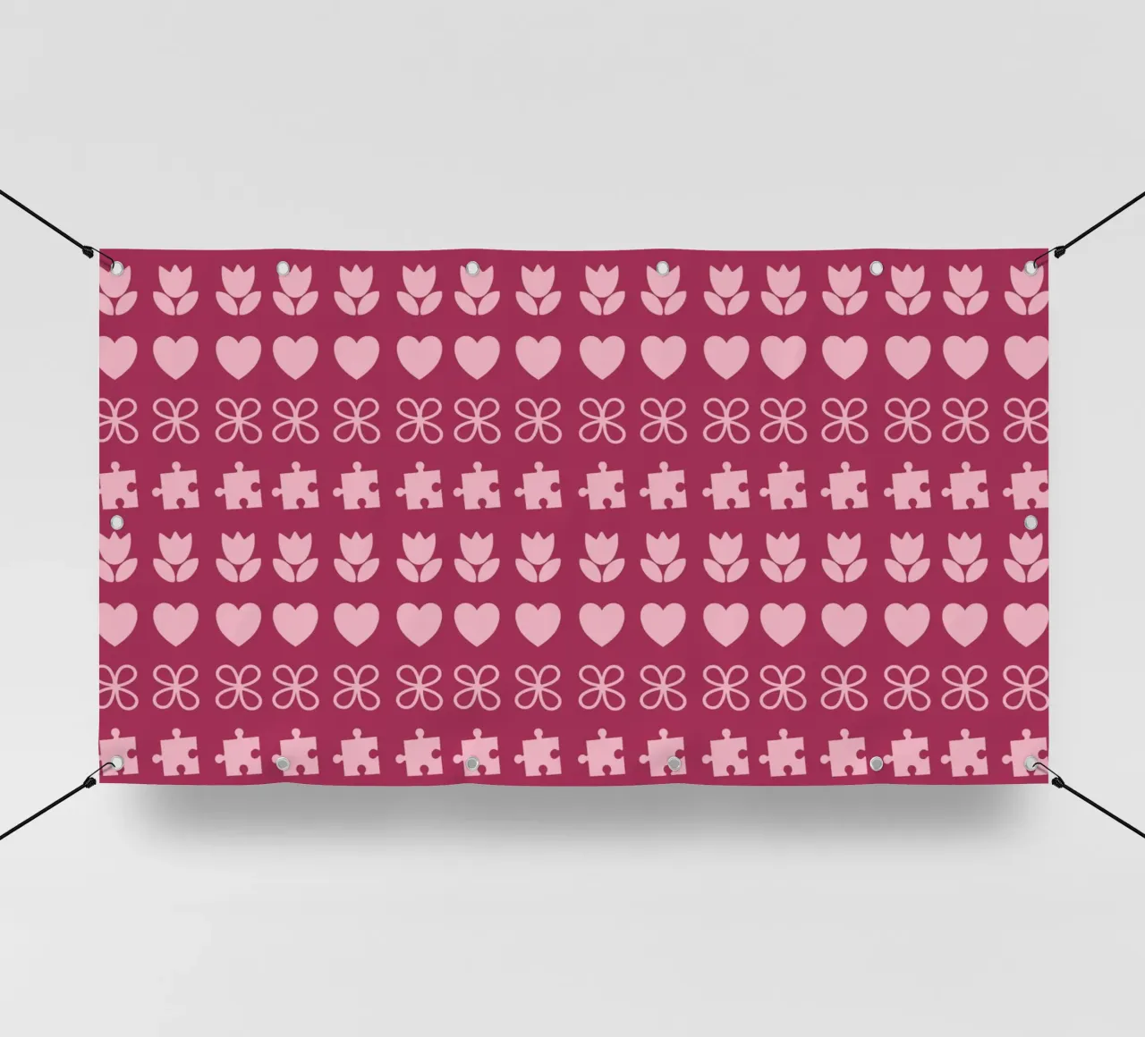 Design di San Valentino. Colori viola e rosa, simboli d'amore telo in pvc da CreatedbySon