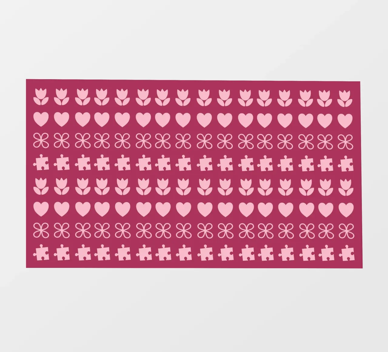 Design di San Valentino. Colori viola e rosa, simboli d'amore telo in pvc da CreatedbySon