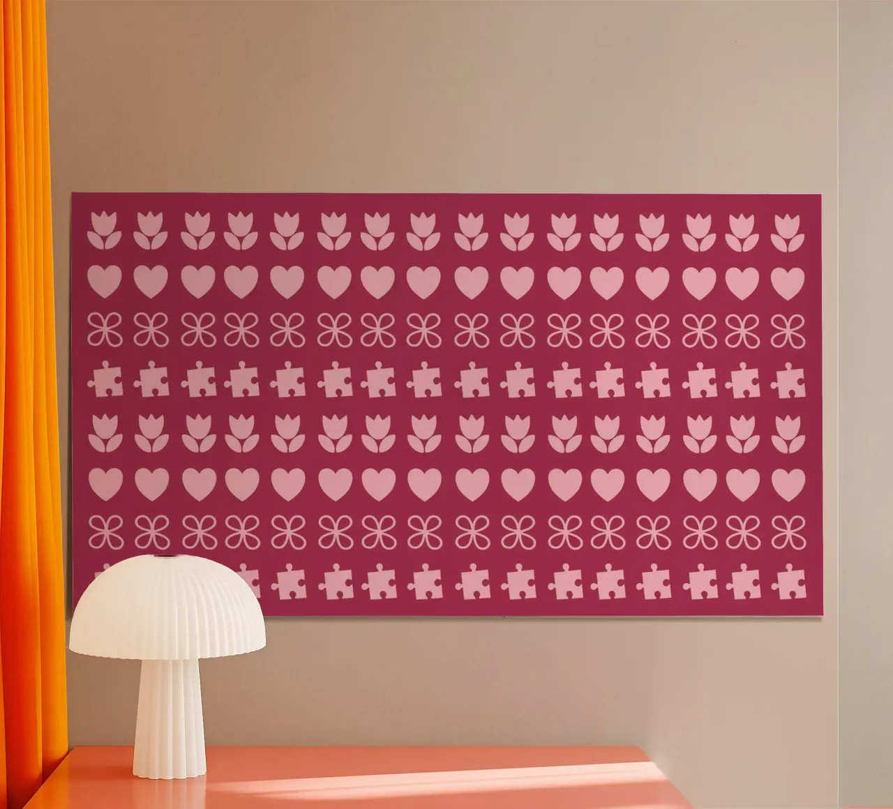 Design di San Valentino. Colori viola e rosa, simboli d'amore poster da CreatedbySon