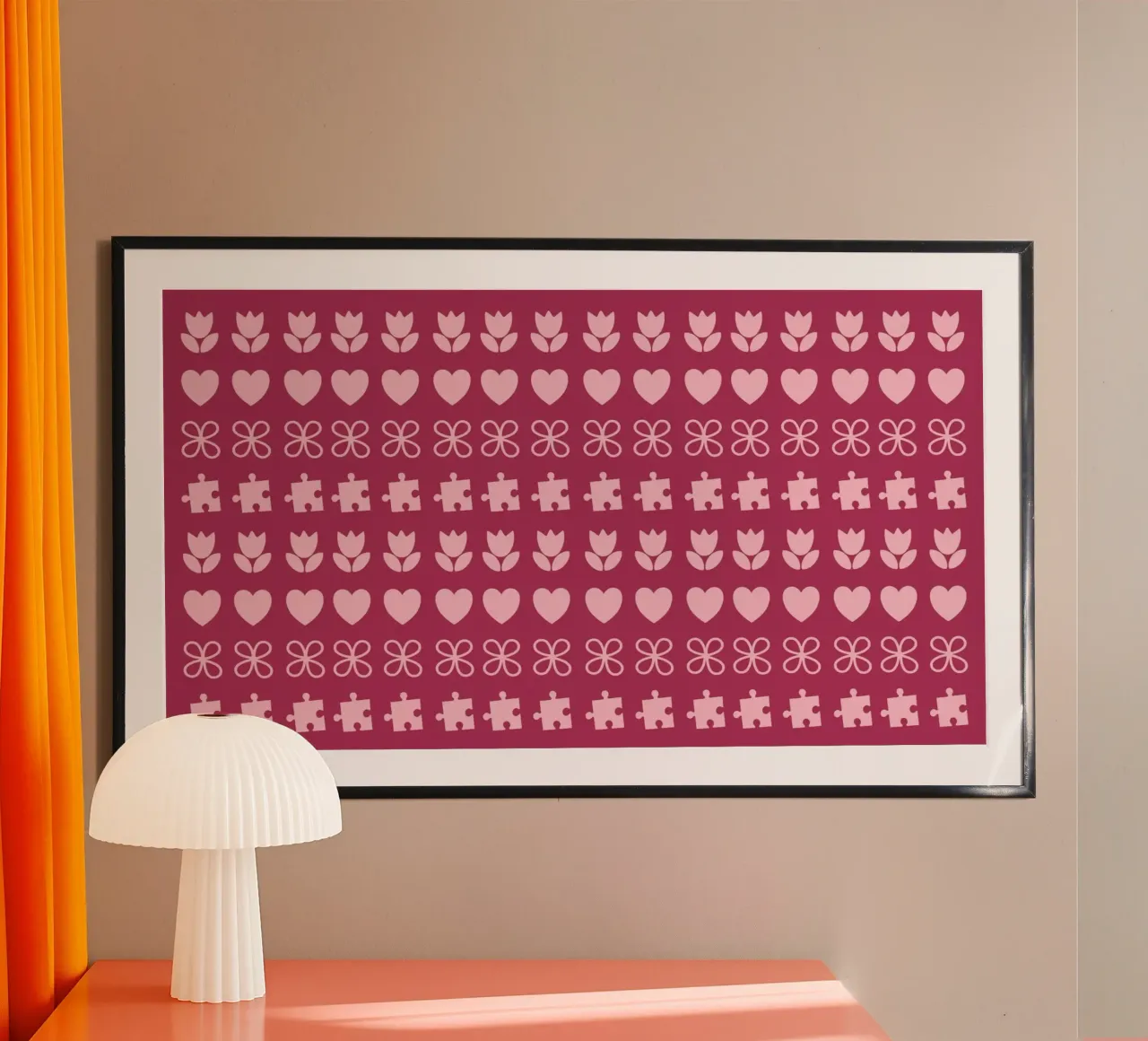 Design di San Valentino. Colori viola e rosa, simboli d'amore poster da CreatedbySon