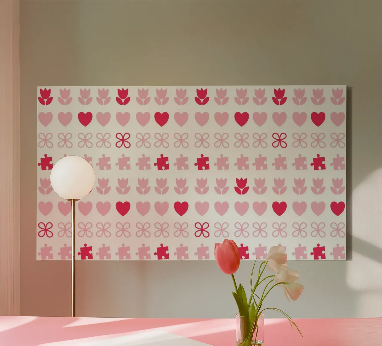 Design San Valentino, design. Colore rosa e simboli d'amore tela con Cornice a cassetta da CreatedbySon