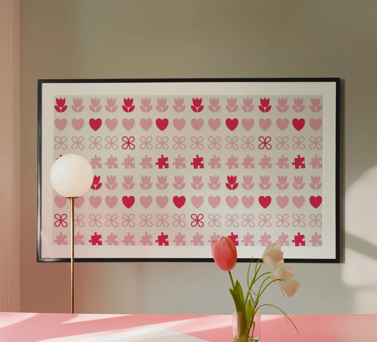 Design San Valentino, design. Colore rosa e simboli d'amore carta hahnemühle da CreatedbySon