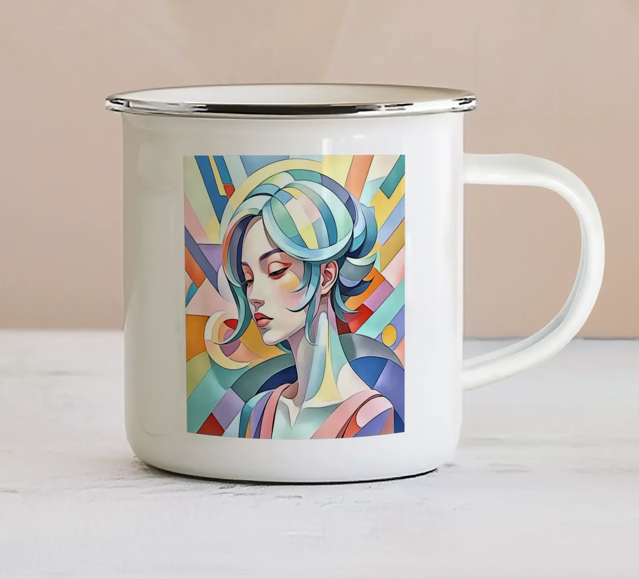 Ritratto in pastello #4 tazza in smalto da ZAMART - PopArt