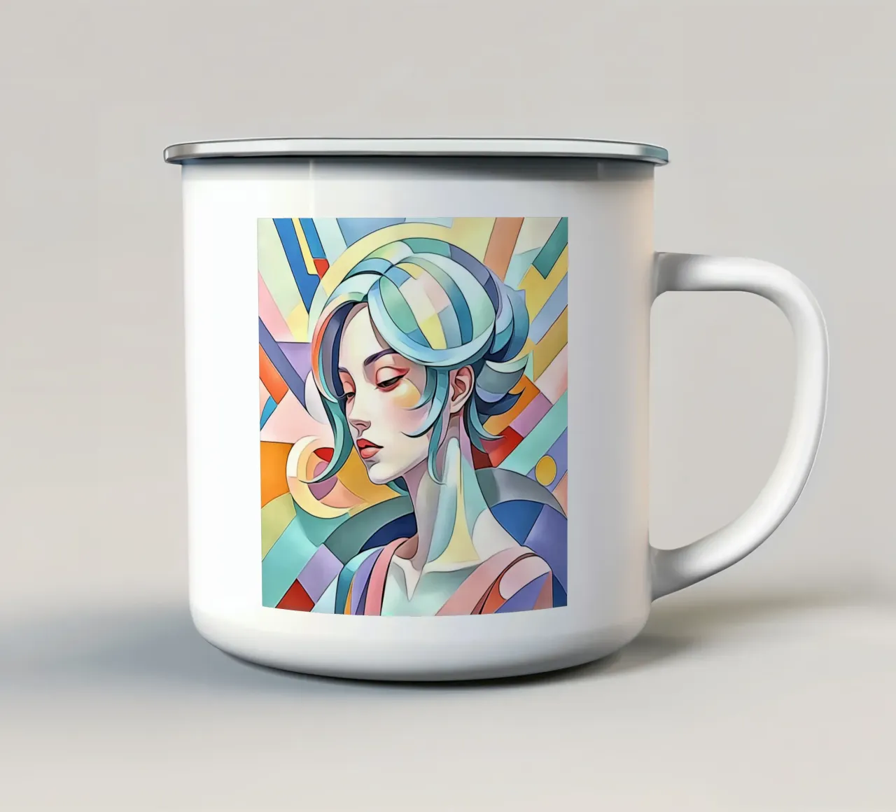 Ritratto in pastello #4 tazza in smalto da ZAMART - PopArt