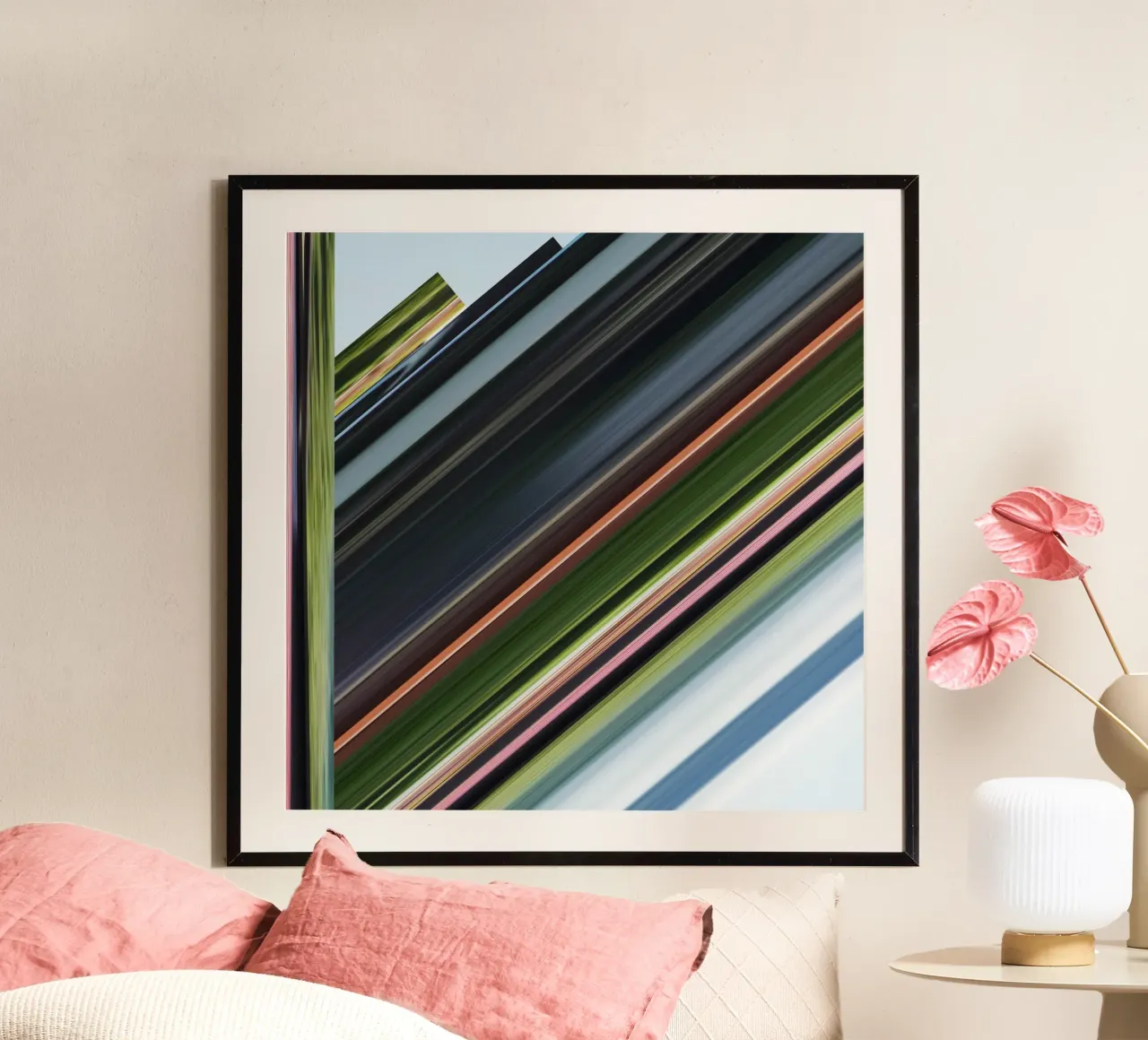 the stripes of the day · diagonale poster con telaio in alluminio da Marko Köppe