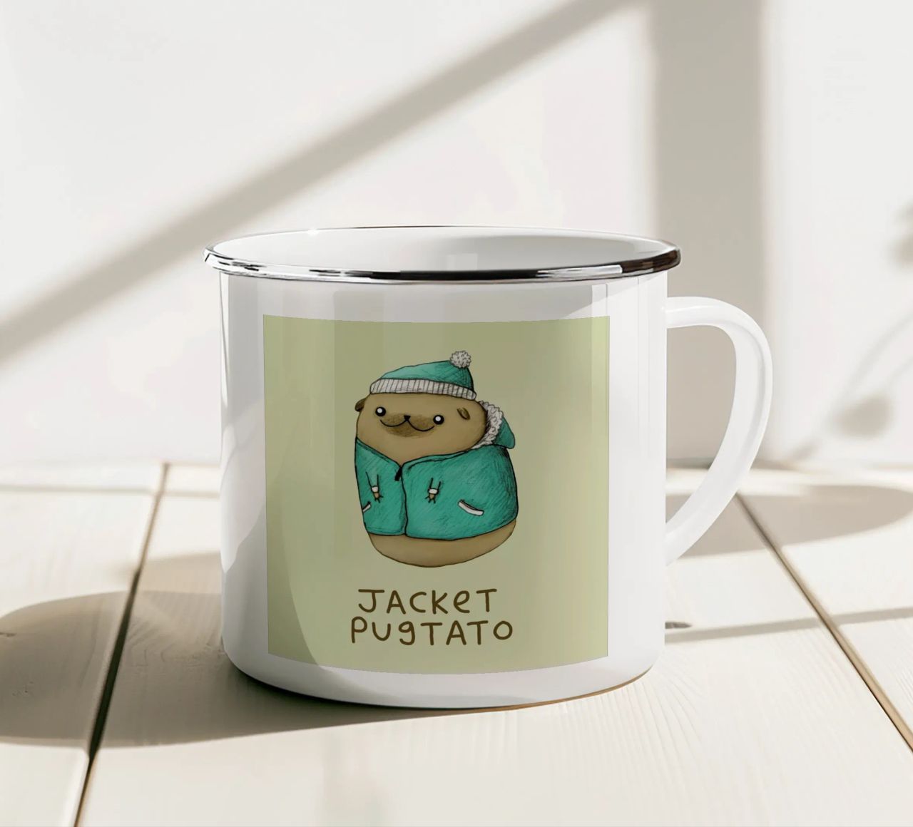 Jacket Pugtato tazza in smalto da Sophie Corrigan
