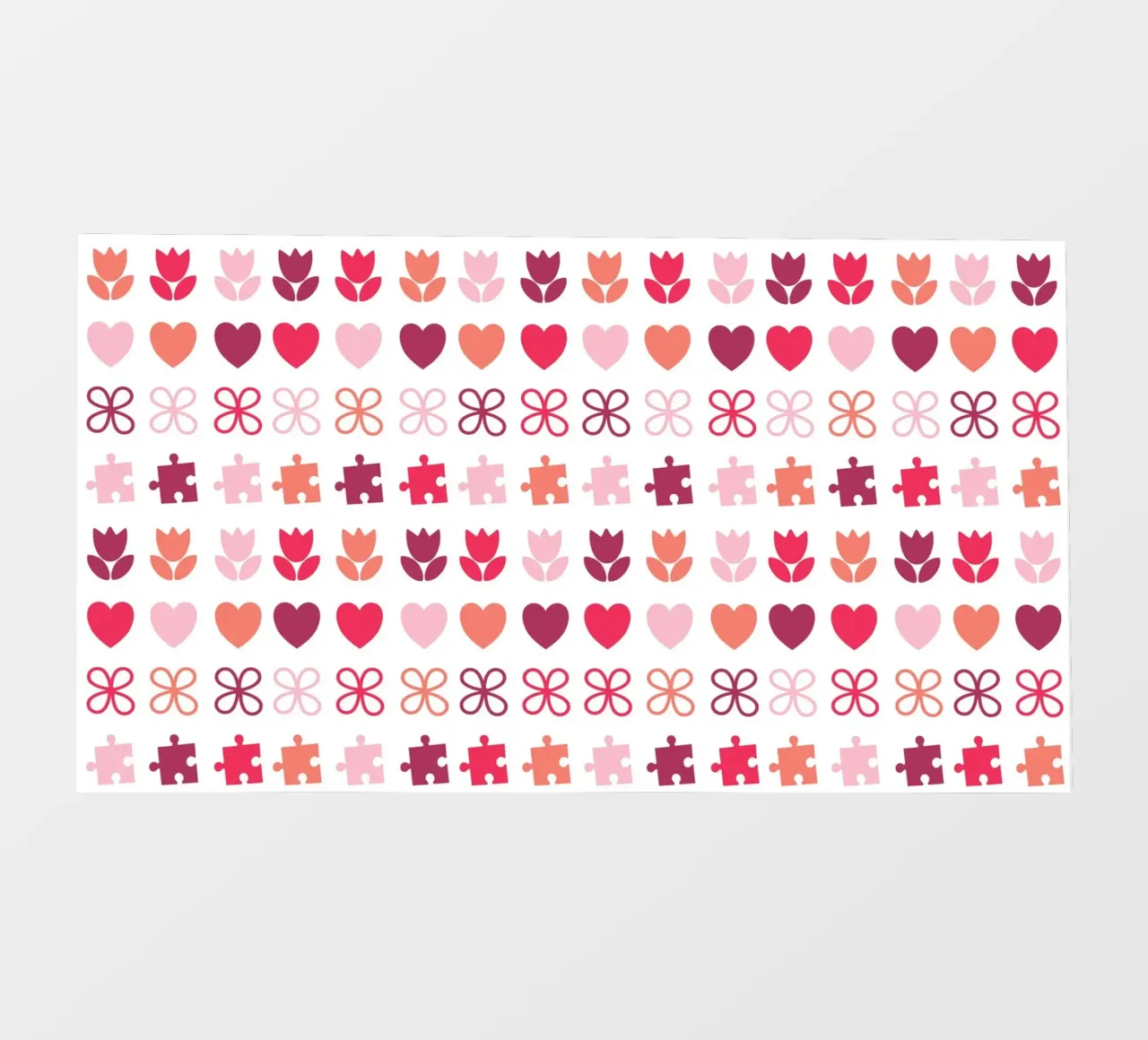Design di San Valentino. Colori viola e rosa, simboli d'amore telo in pvc da CreatedbySon