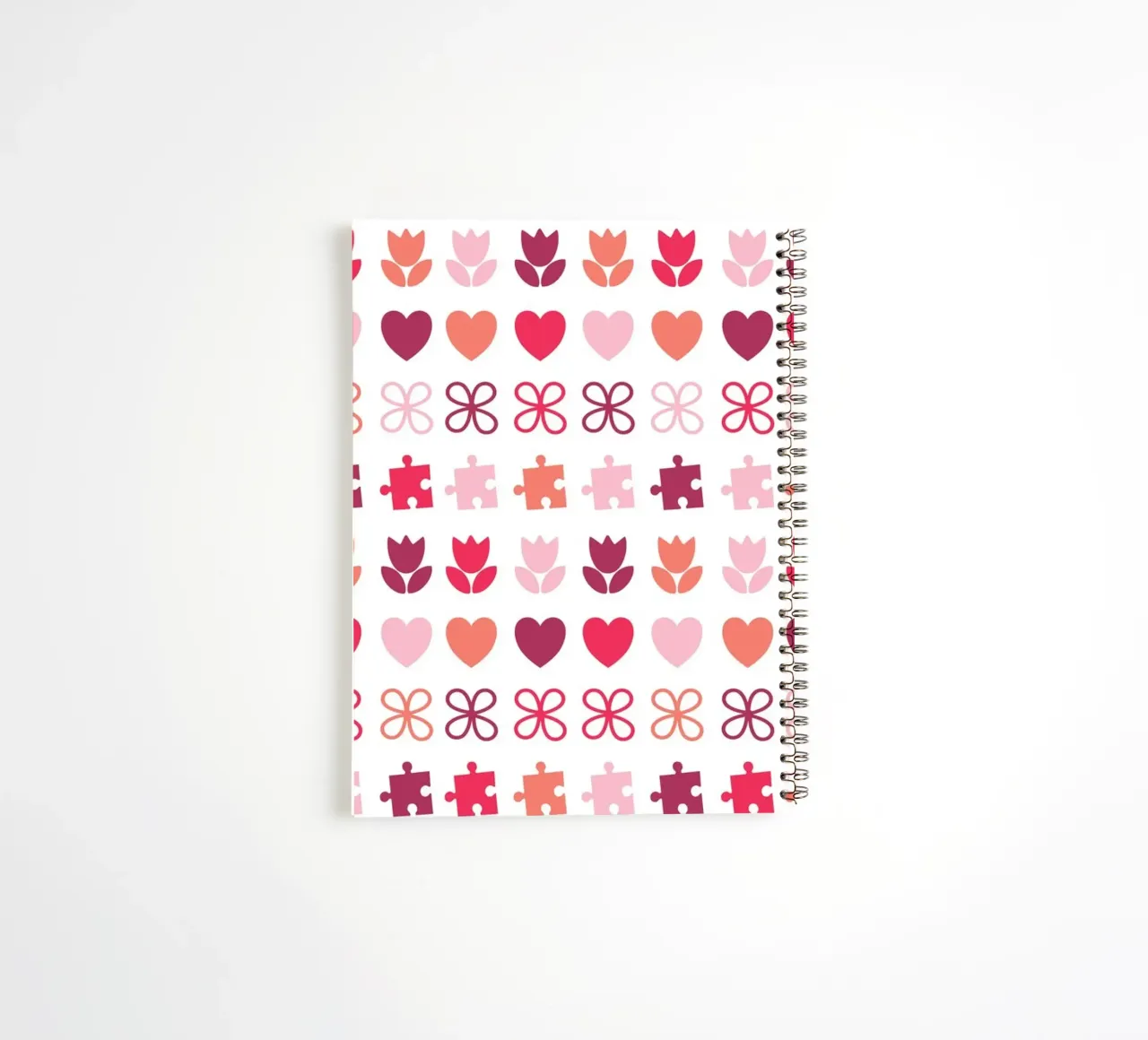Valentine's Day design. Purple, pink colours, love symbols spiral notebook by CreatedbySon