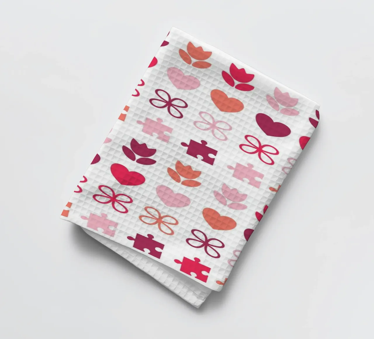 Design di San Valentino. Colori viola e rosa, simboli d'amore canovaccio da cucina da CreatedbySon