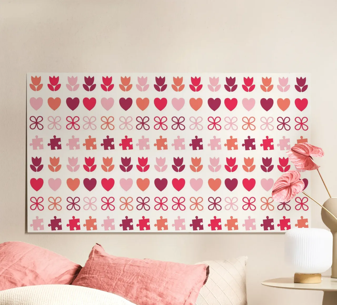 Design di San Valentino. Colori viola e rosa, simboli d'amore carta hahnemühle da CreatedbySon