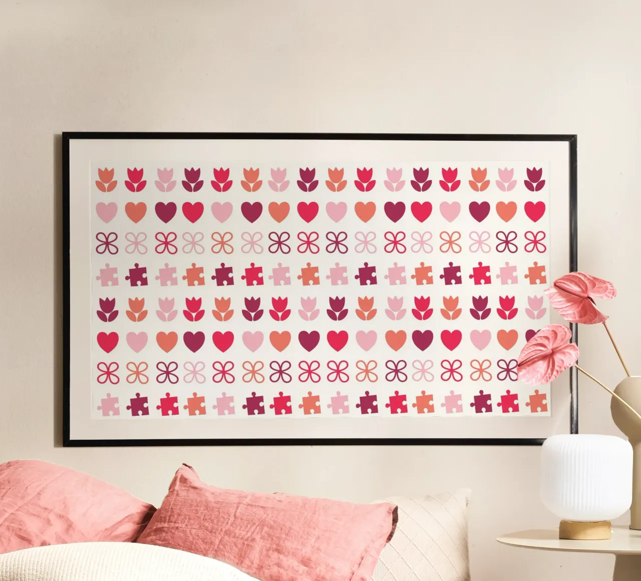Design di San Valentino. Colori viola e rosa, simboli d'amore carta hahnemühle da CreatedbySon