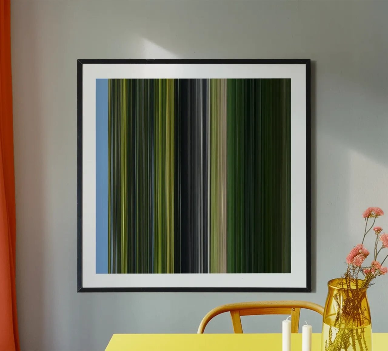 the stripes of the day · green poster con telaio in plastica da Marko Köppe