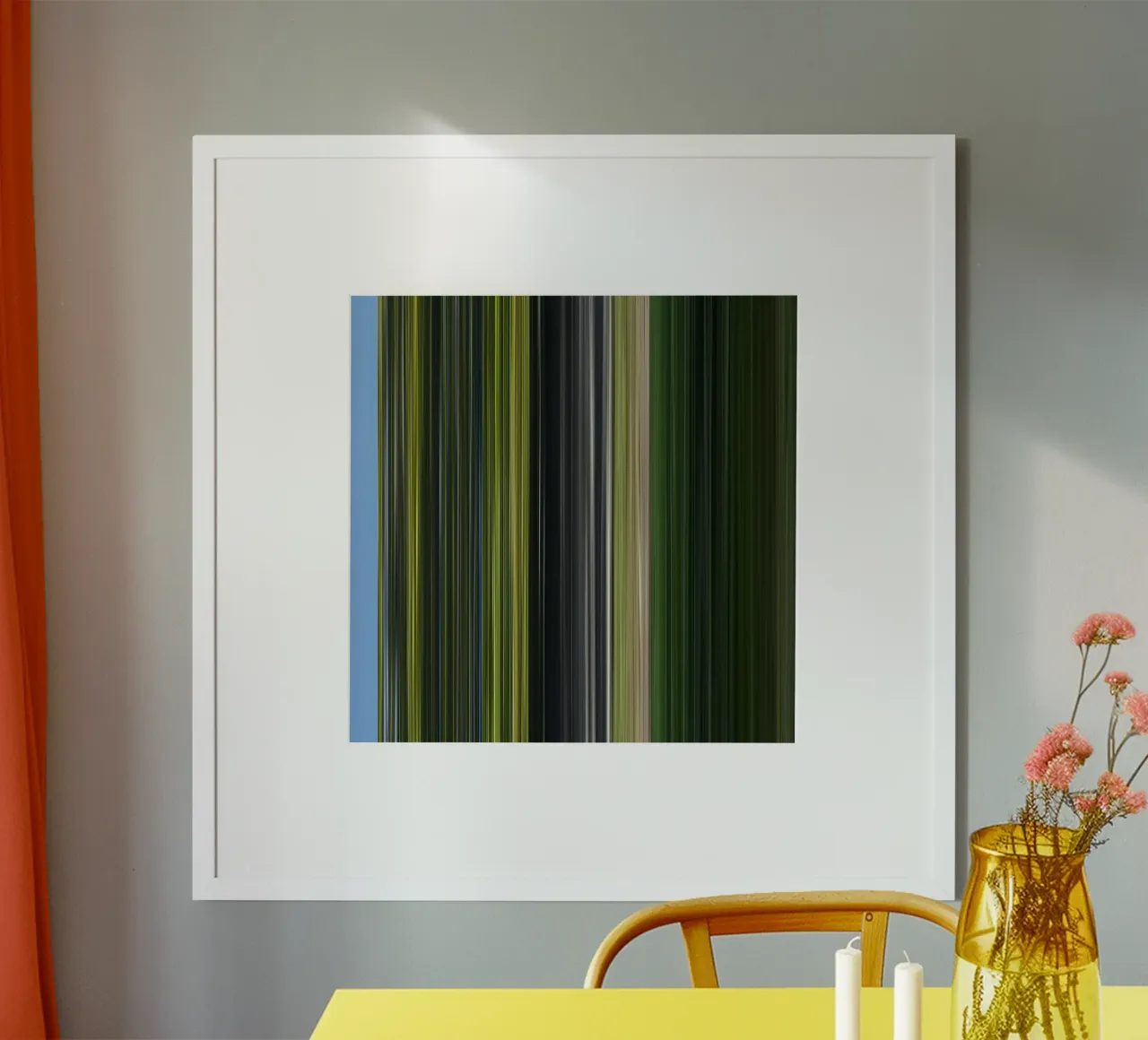 the stripes of the day · green poster con telaio in plastica da Marko Köppe