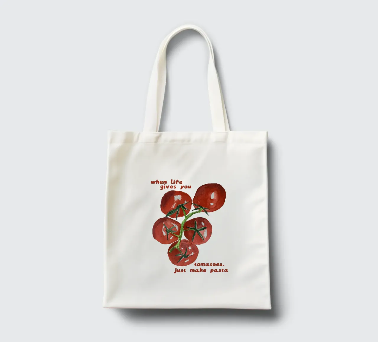 When life gives you tomatoes, Make Pasta - Quote tote bag by Peaches Art Prints