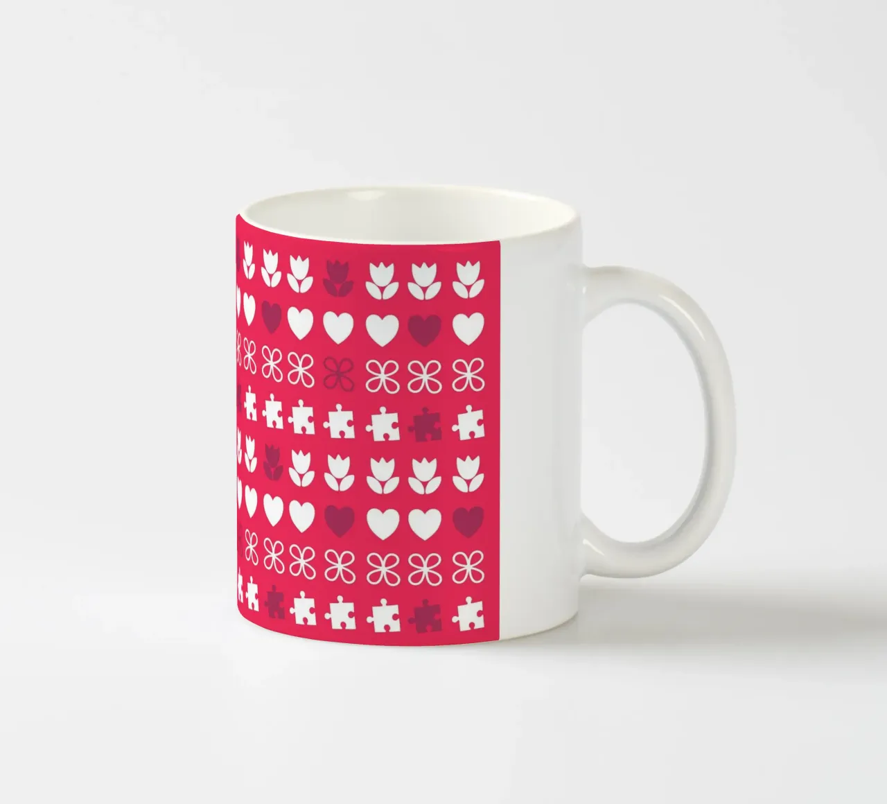 Valentine's Day design. Colour purple, pink and white. Romance ceramic mug by CreatedbySon
