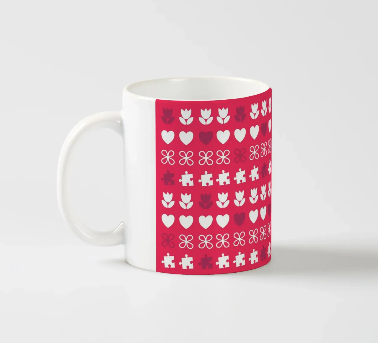 Valentine's Day design. Colour purple, pink and white. Romance ceramic mug by CreatedbySon